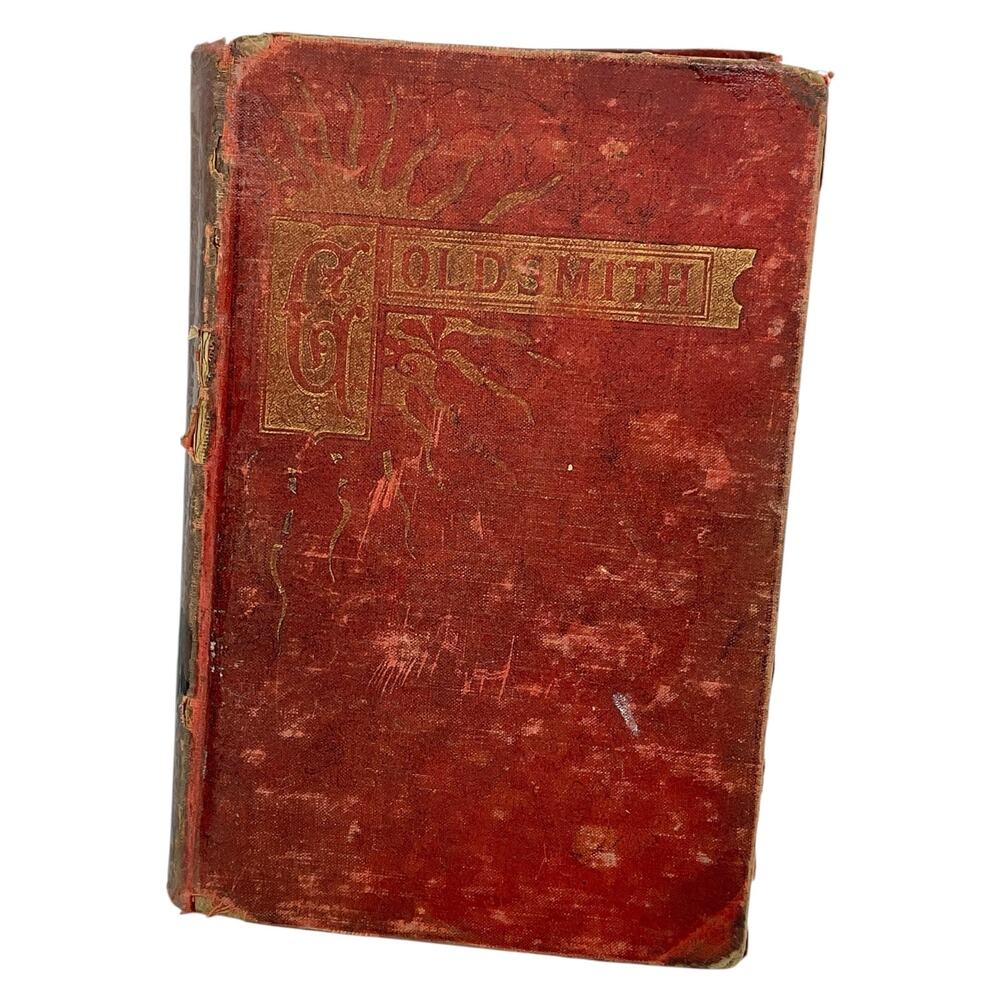 Antique 1800s Goldsmith Poems Plays Essays Red Cloth‎ Hardcover Book